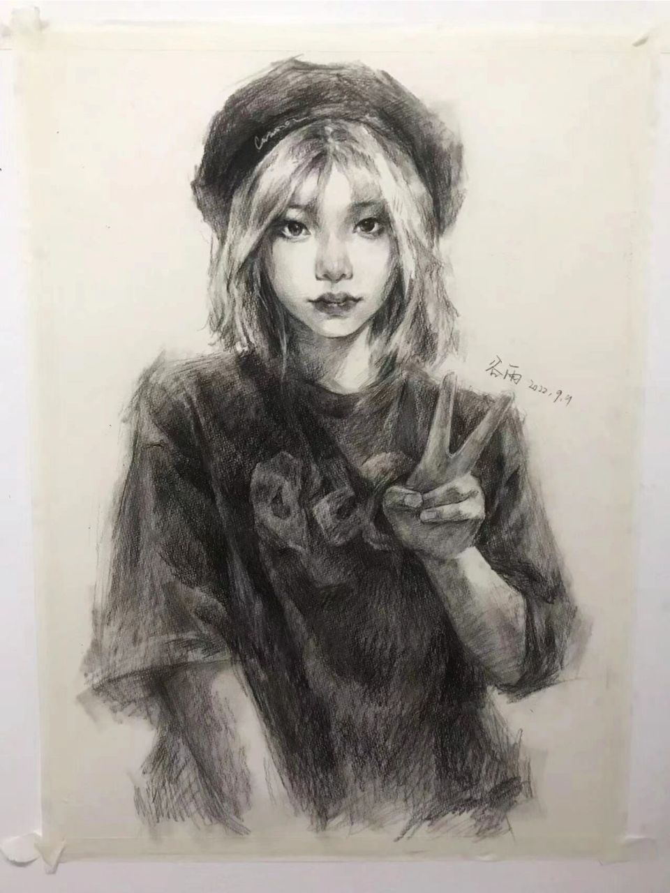 素描自画像女生图片