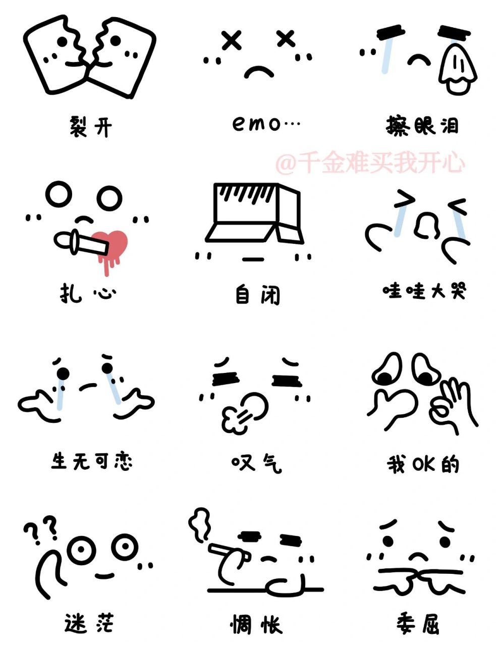 可爱简笔画|上课摸鱼必备|传纸条小表情合集 超多上课传纸条小表情