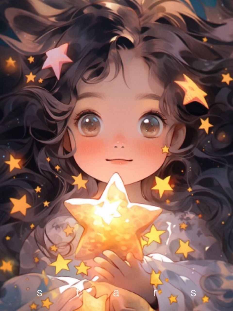 治愈系少女捧星星头像&壁纸|星与心愿✨🌟💫  这里是会画画会ai