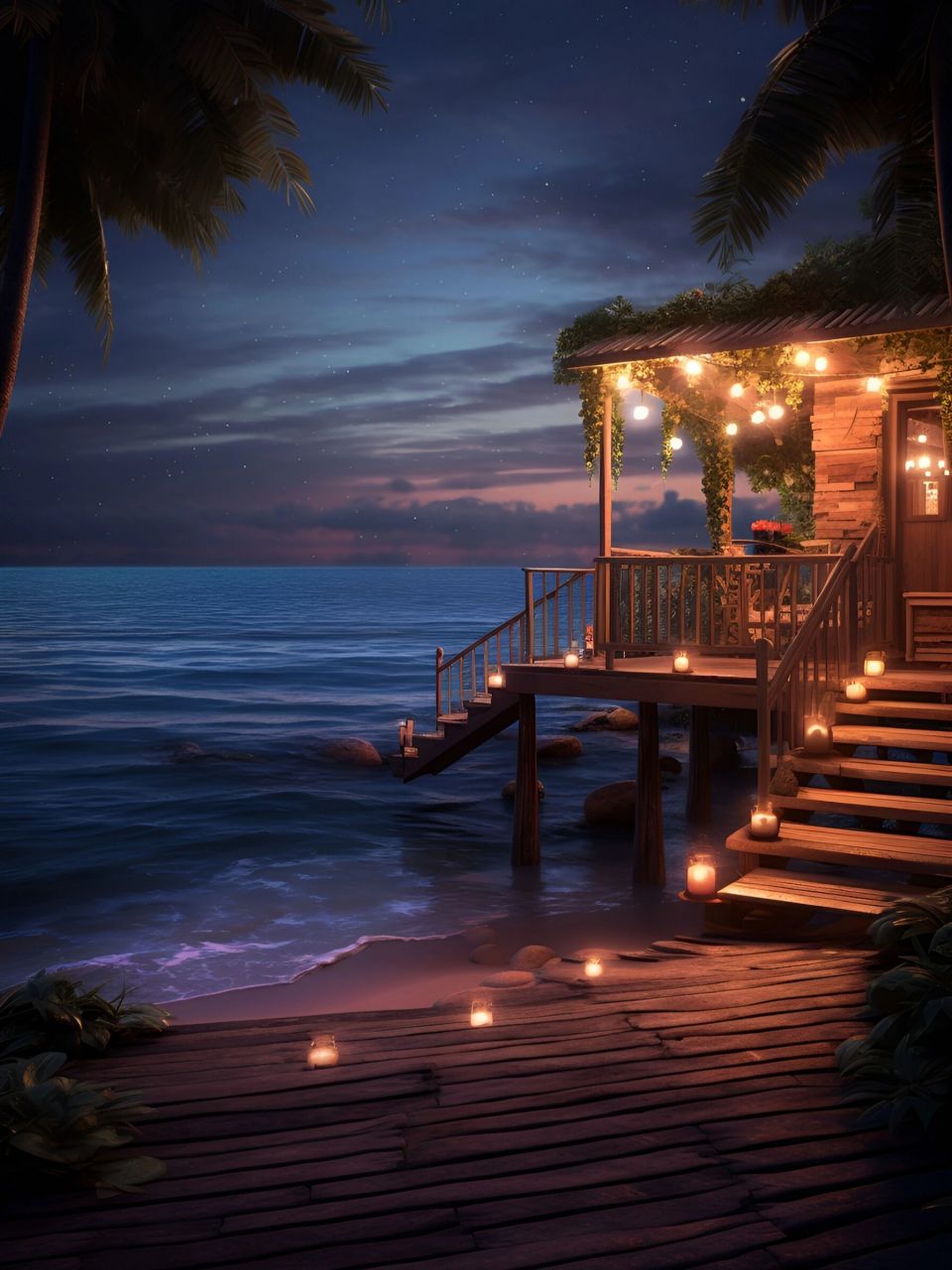 在海边的那天晚上,我独自漫步在沙滩,被眼前的夜景深深吸引. .