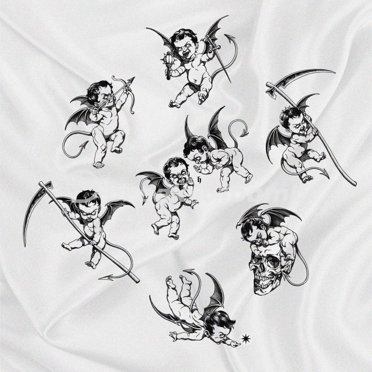 tattoo丨恶天使纹身手稿丨堕落小天使 跟天使一样的是堕落天使,邪恶的