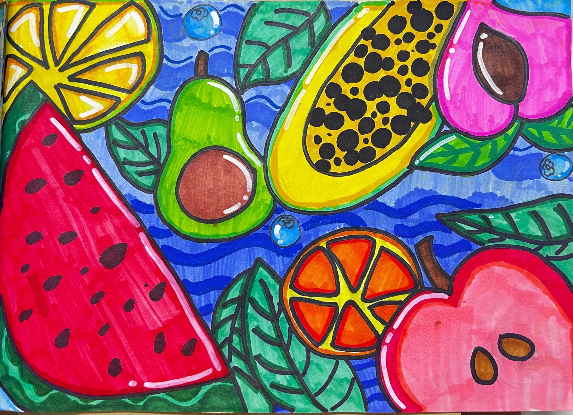 人教版小学美术|四上3.《蔬果的剖面》 学生作品