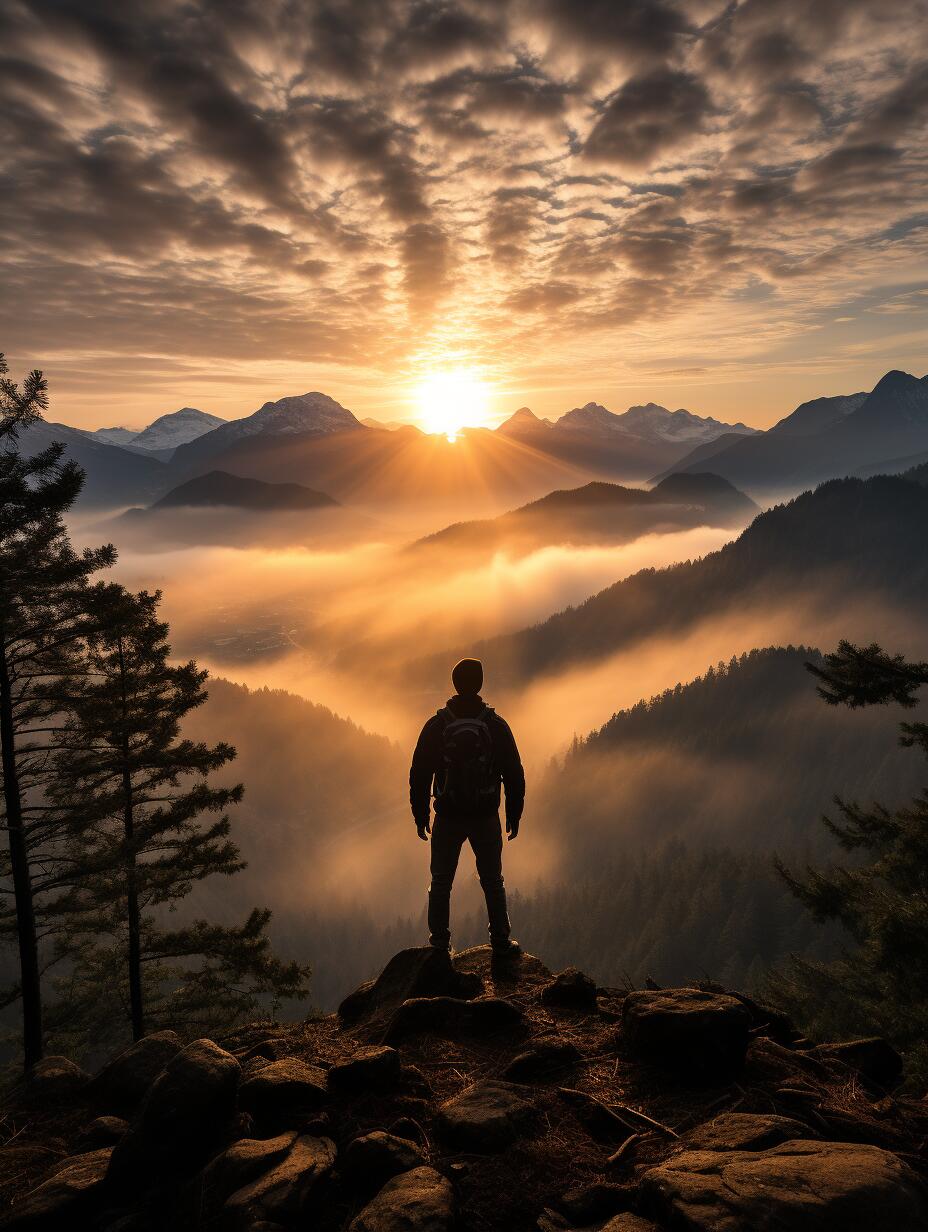 站在山峰的图片大全图片