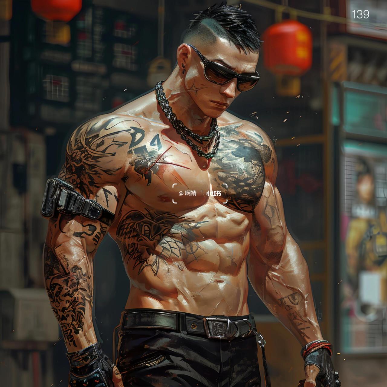 痞帅纹身肌肉男(头像) 氛围感拉满