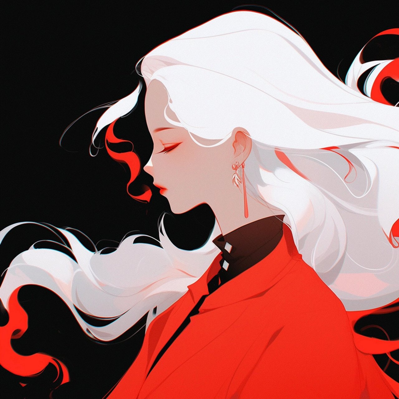 白发红衣|情侣头像