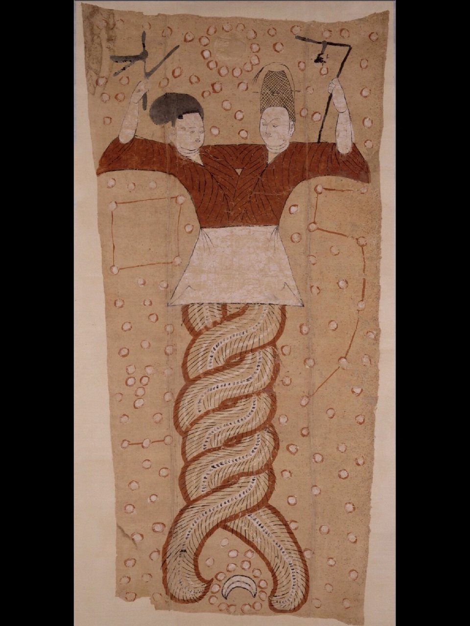 每天欣赏一幅中国画 《伏羲女娲像页》 所属时期:唐 收藏地点:新疆