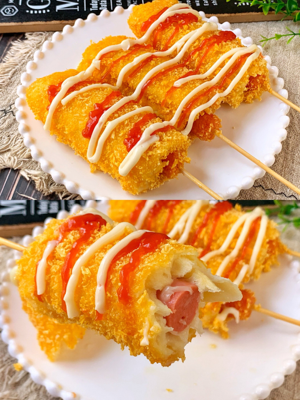 家里剩了一包吐司92今天就来做一个网红芝士热狗棒吧!