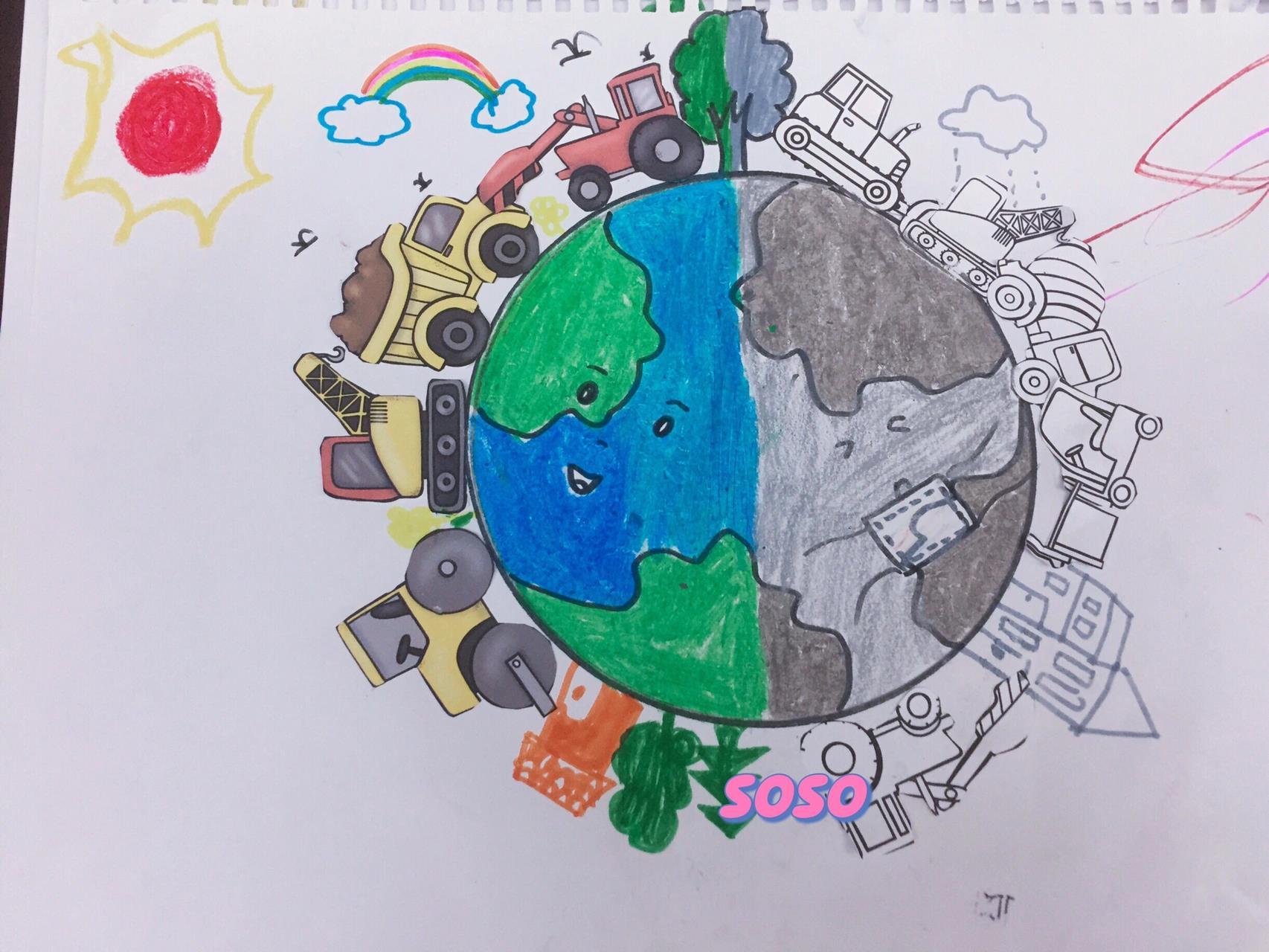 世界地球日儿童画/91地球主题画96关爱地球 97珍惜自然资源