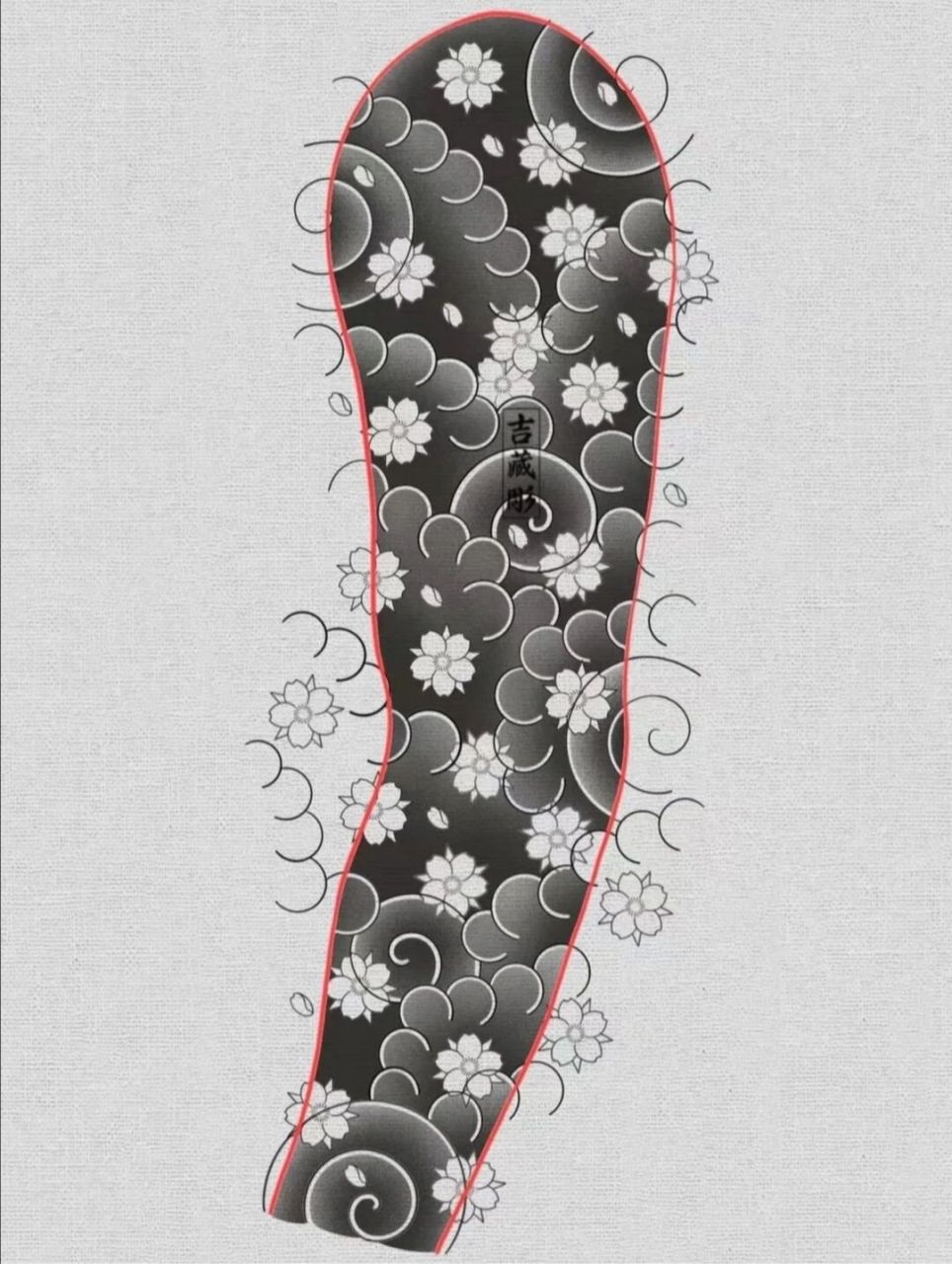 樱花臂纹身手稿.纹身图案.花臂纹身素材   .今日分享花臂纹身图案