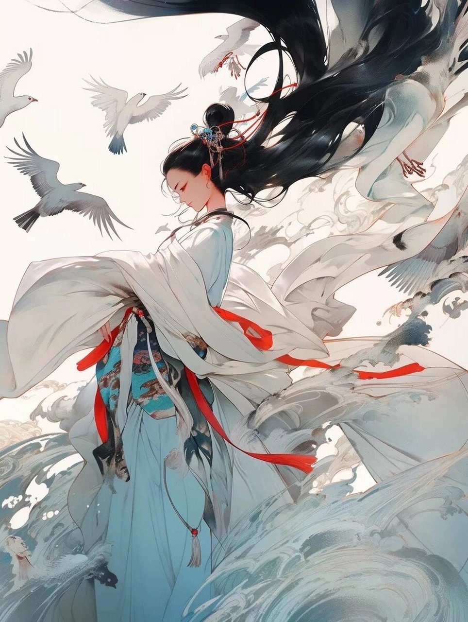 古风美女 | 白衣仙鹤