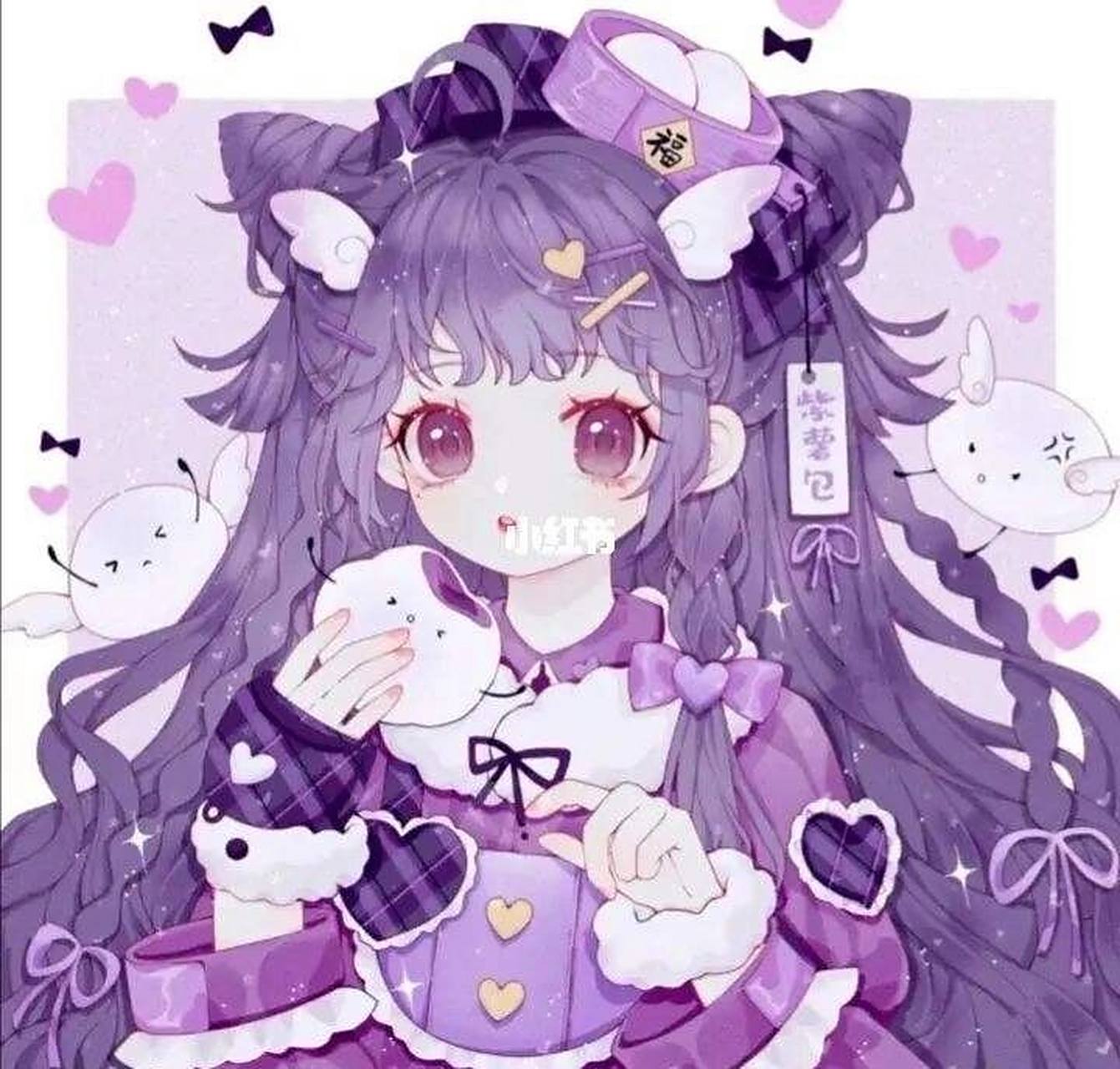 紫色系少女心头像,二次元少女