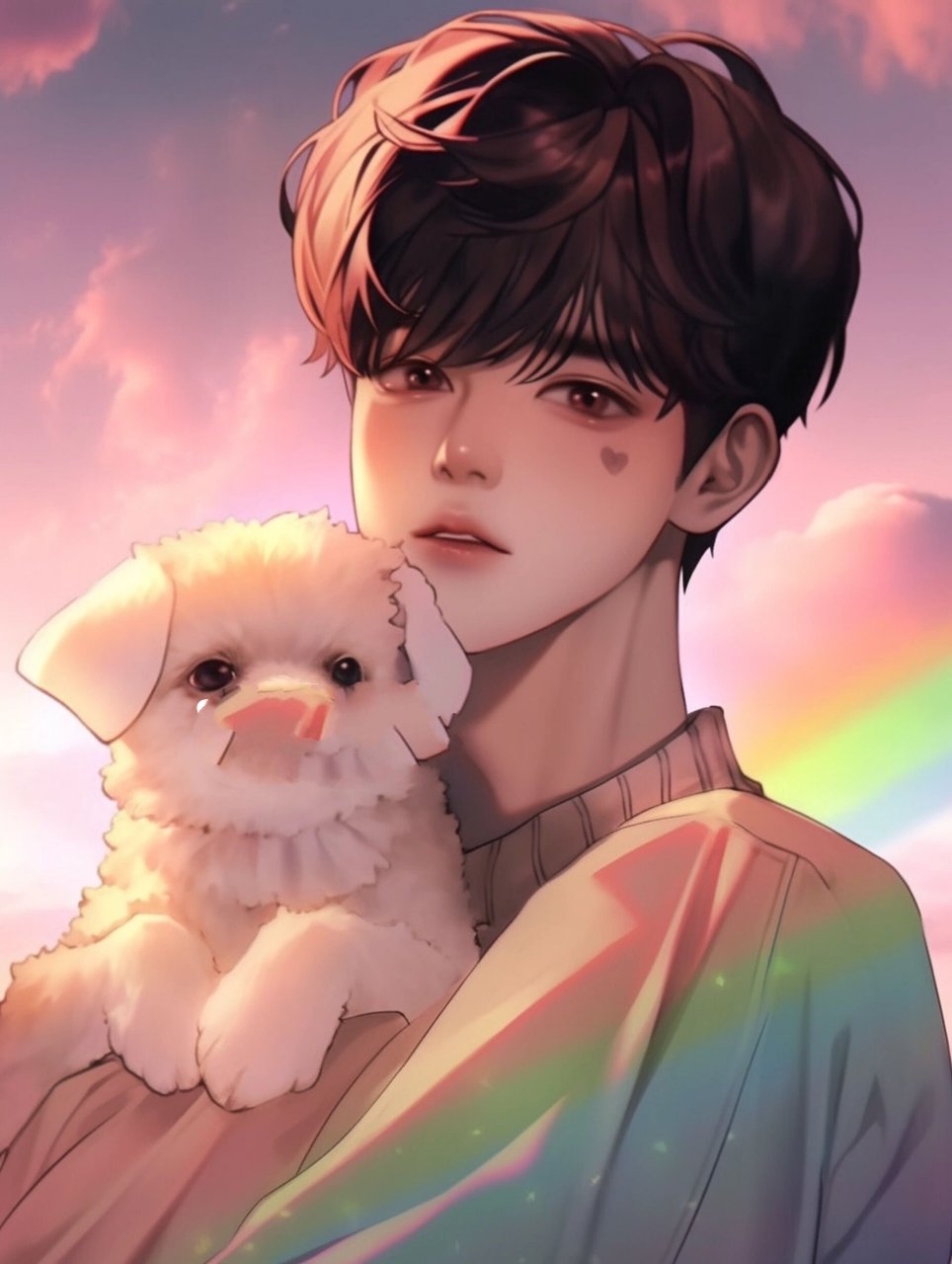 ai抱着狗的男生情侣头像(男)