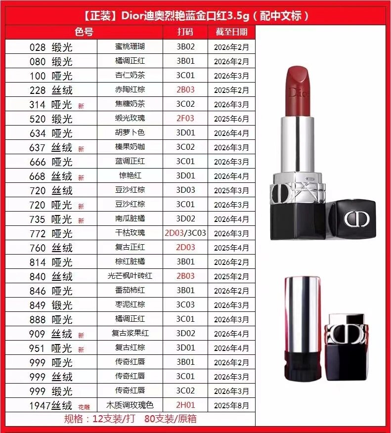 迪奥蓝金口红3.5g