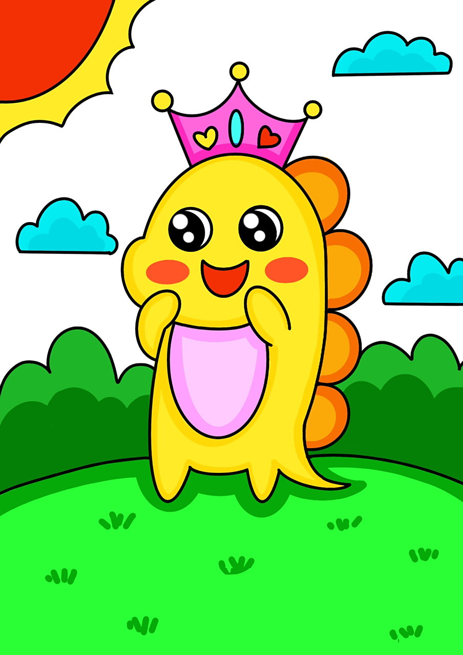 小恐龙 简笔画 创意画 卡通画 儿童画 带线稿哦 适合小朋友哦