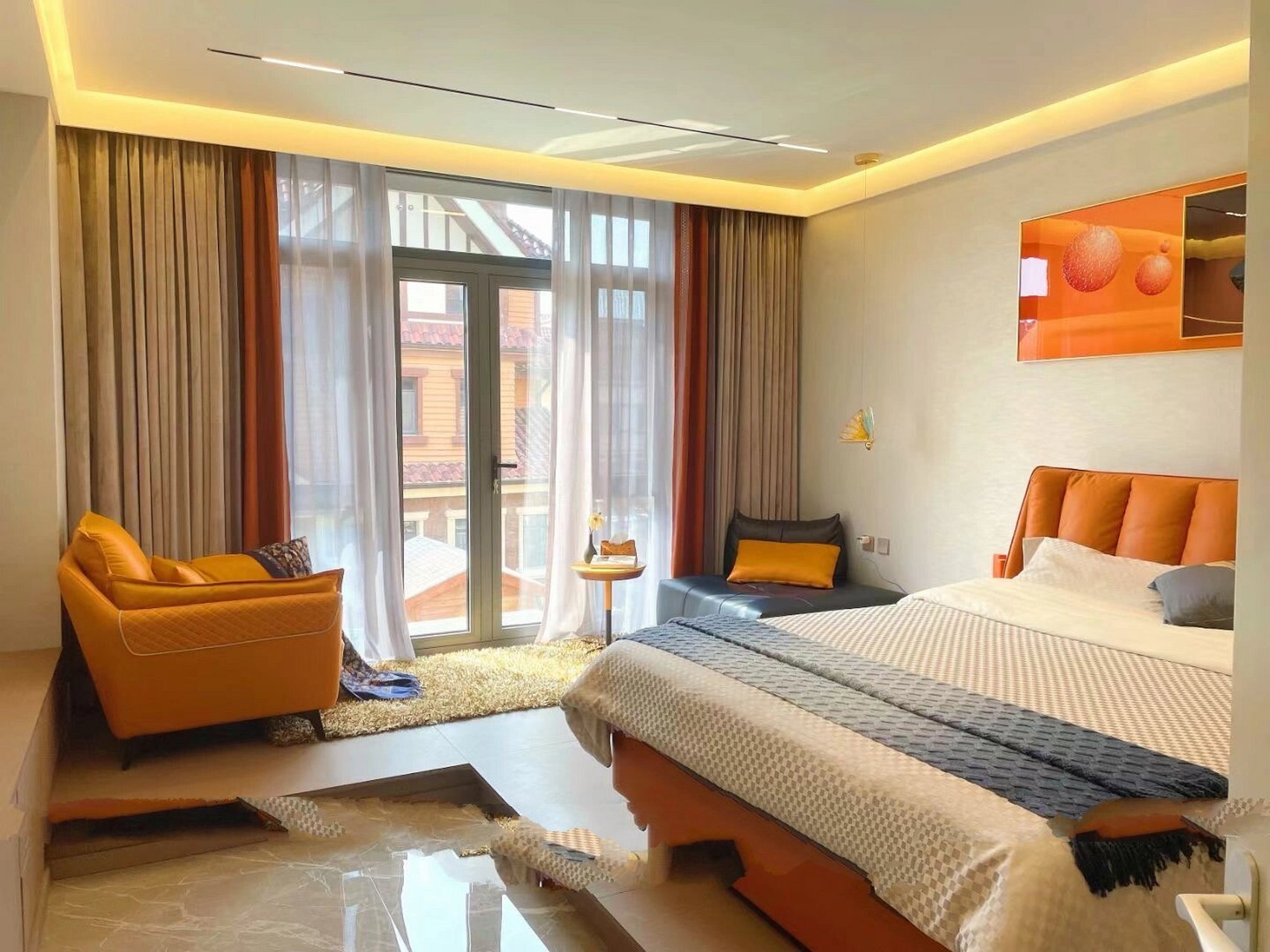 爱马仕橙窗帘|你的空间装修的够大胆吗 爱马仕橙代表潮流时尚 当橙色