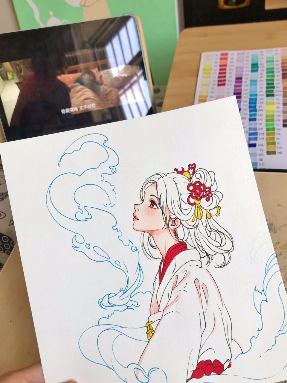 手绘|古风美女人物(含步骤图) 昨天画的一张古风美女子～ 绝美的侧脸