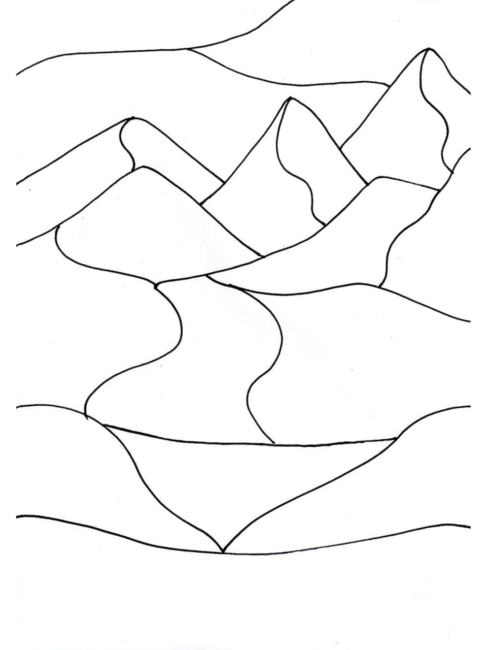 见山|风景黑白装饰画 原创附步骤 线描风景装饰画|治愈控笔训练 原创