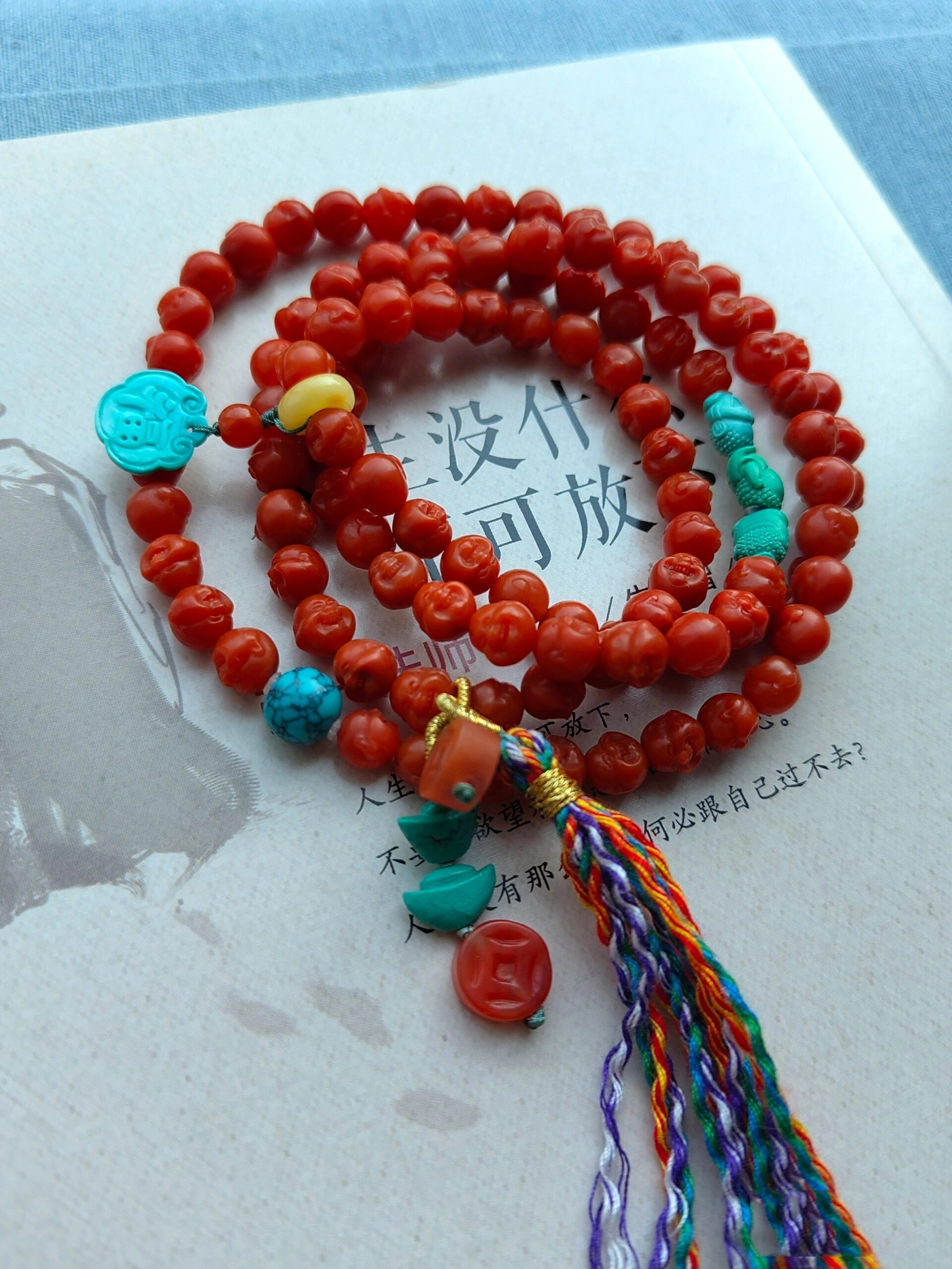 南红佛头弥勒108手串