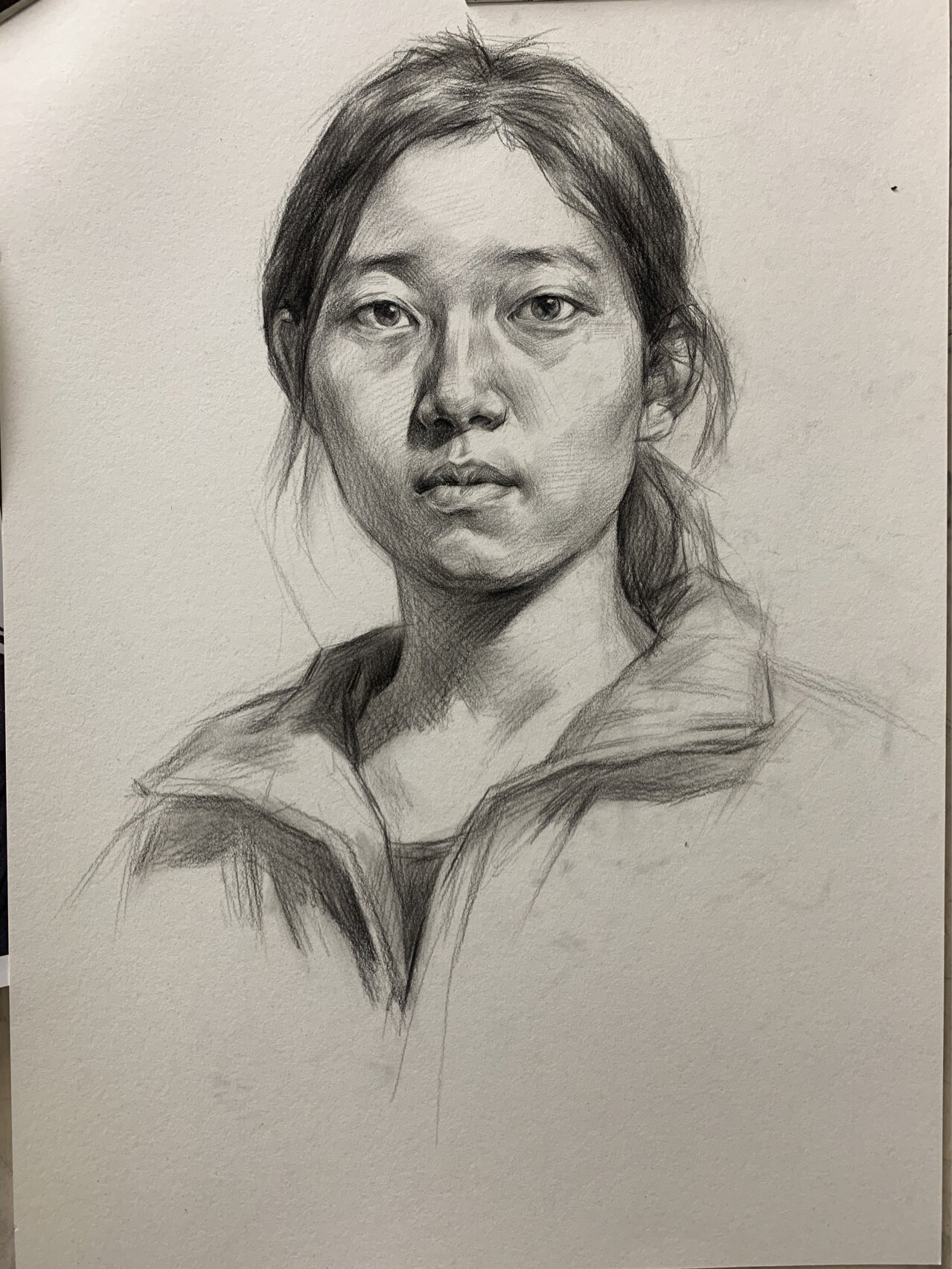 女生素描正面图片