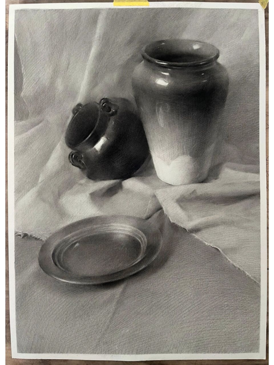 美术联考素描陶罐不锈钢盘子组合(附步骤) 喜欢原画可私聊