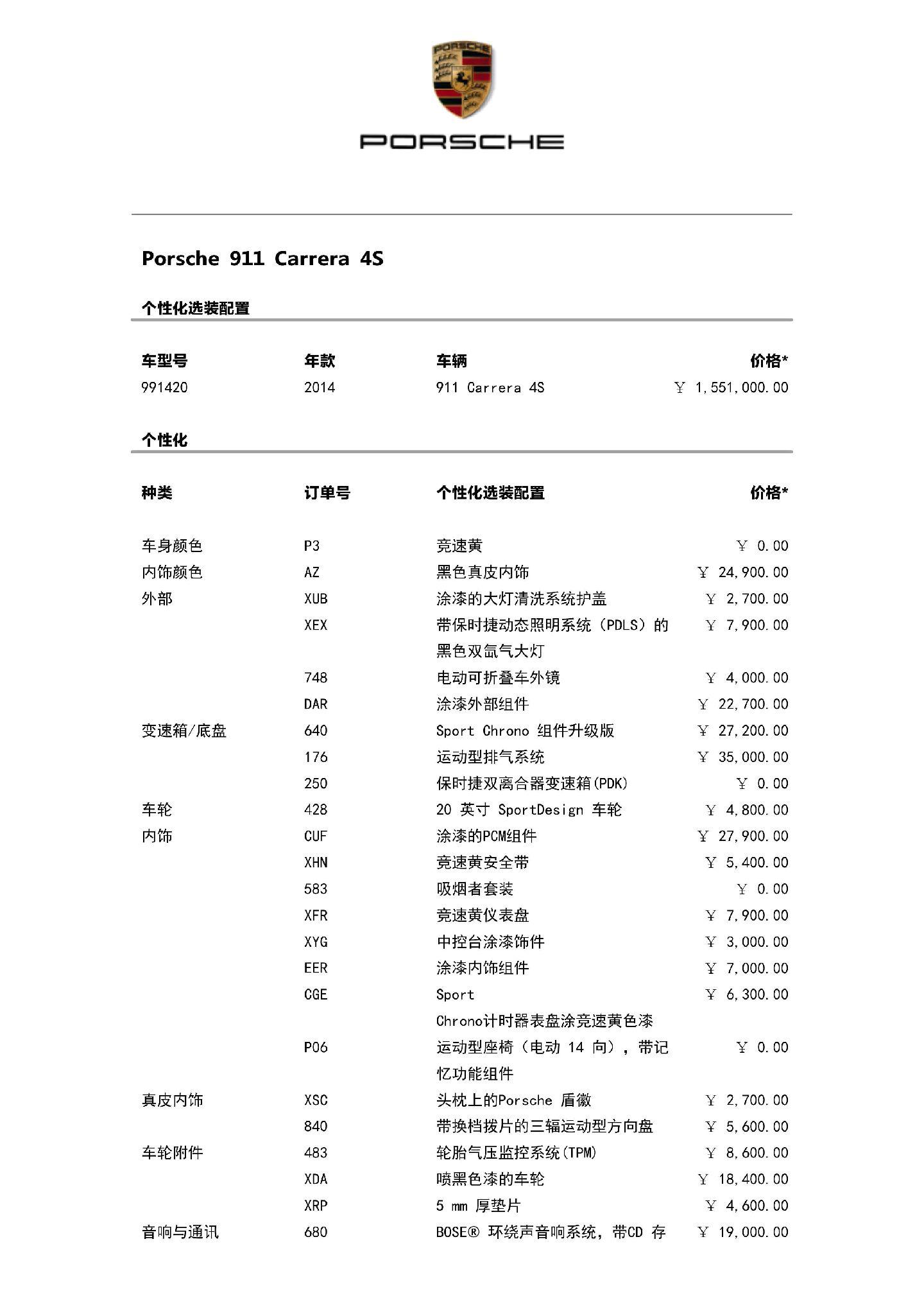 保时捷718选配单图片