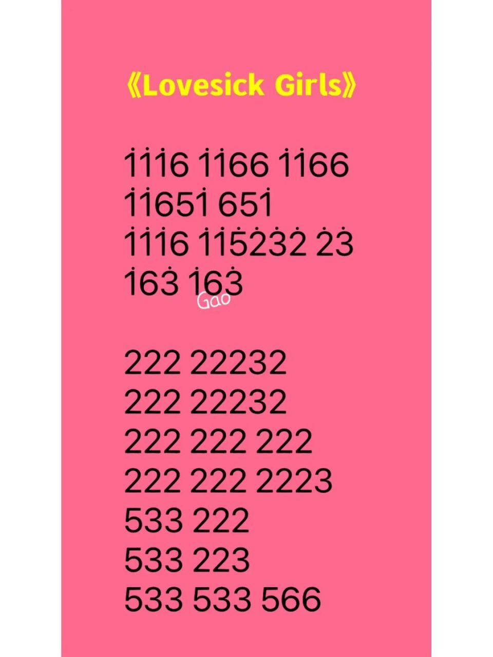 笔记灵感# #简谱# #推荐超好听的歌曲# #lovesickgirls# #lovesick