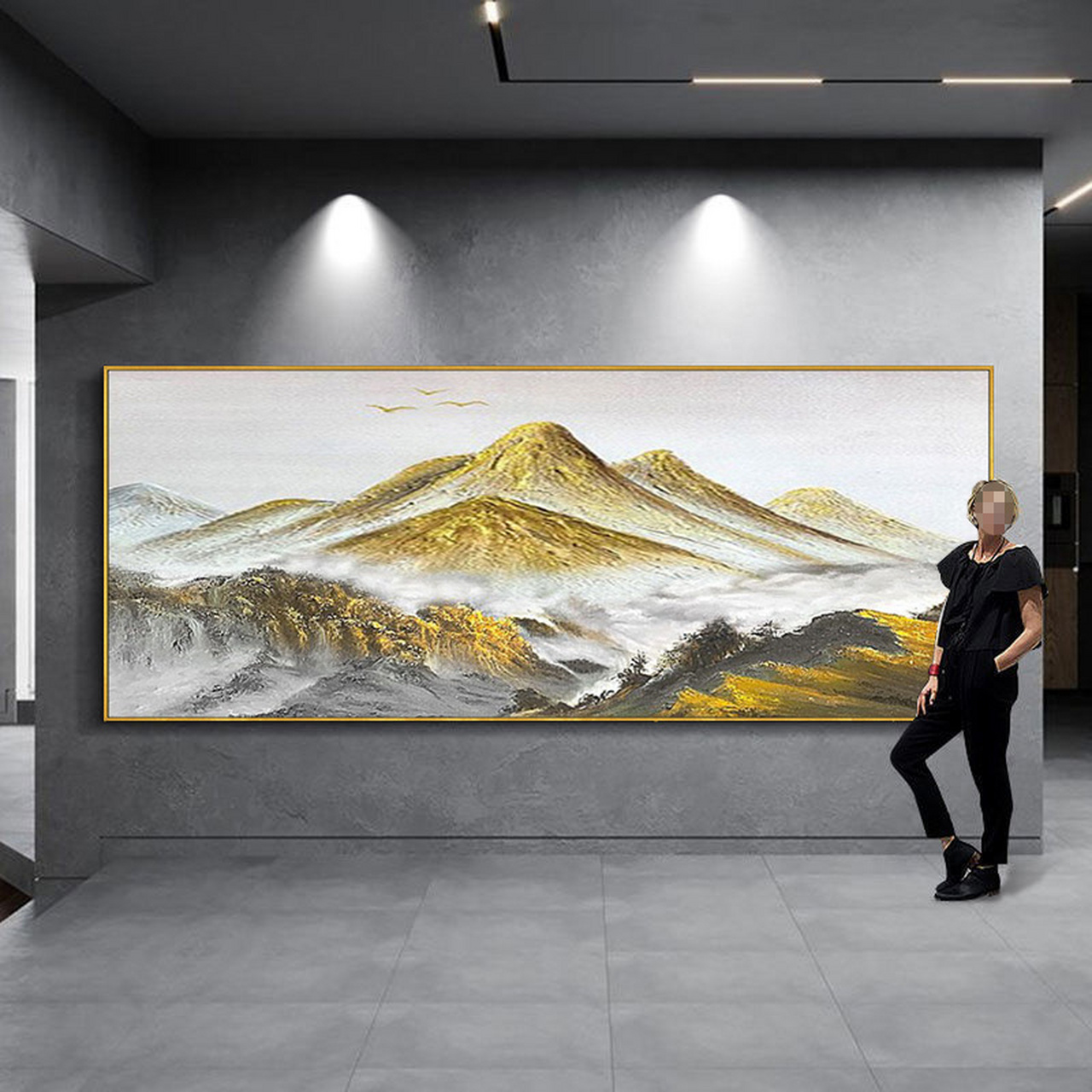 纯手绘油画【金山】黄色风景装饰画背有靠山  《金山》 背靠金山,胜券