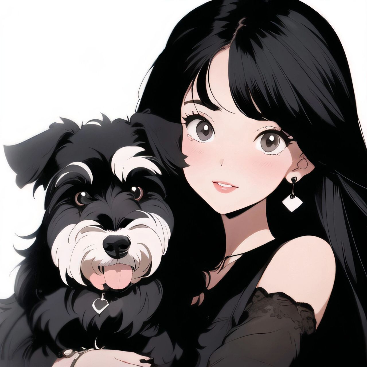 宠物头像|甜美小姐姐抱着爱犬雪纳瑞 旧漫头像雪纳瑞,有多少雪纳瑞