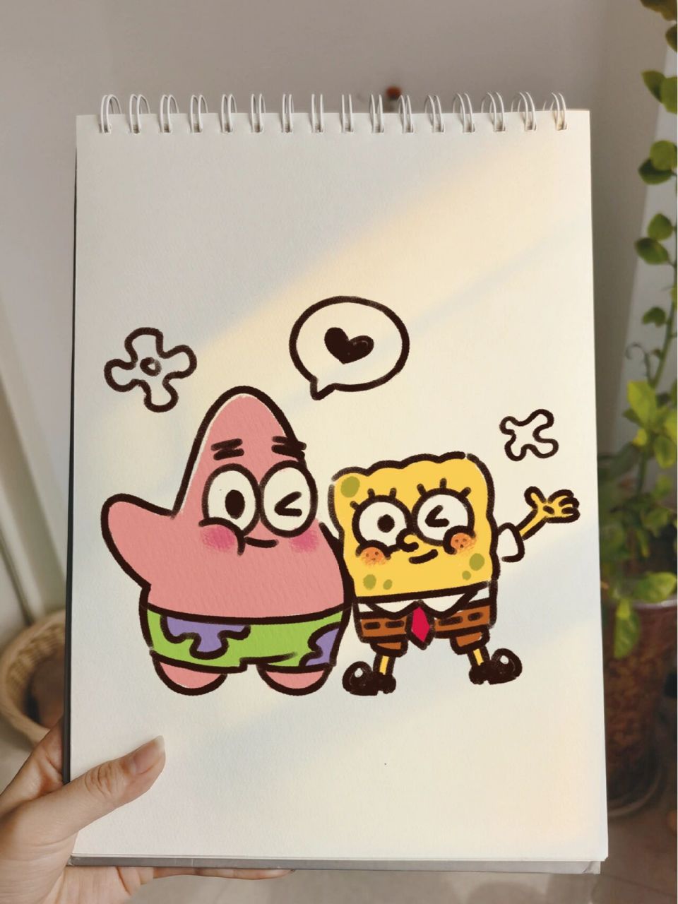 零基础手绘教程|海绵宝宝|派大星|绘画|画画 海绵宝宝和派大星,深海里