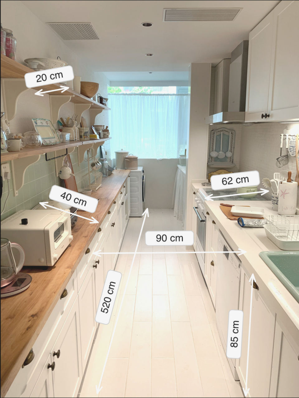 一字型厨房橱柜隔板详细尺寸与厨房电器 9515烟机|博世 9515