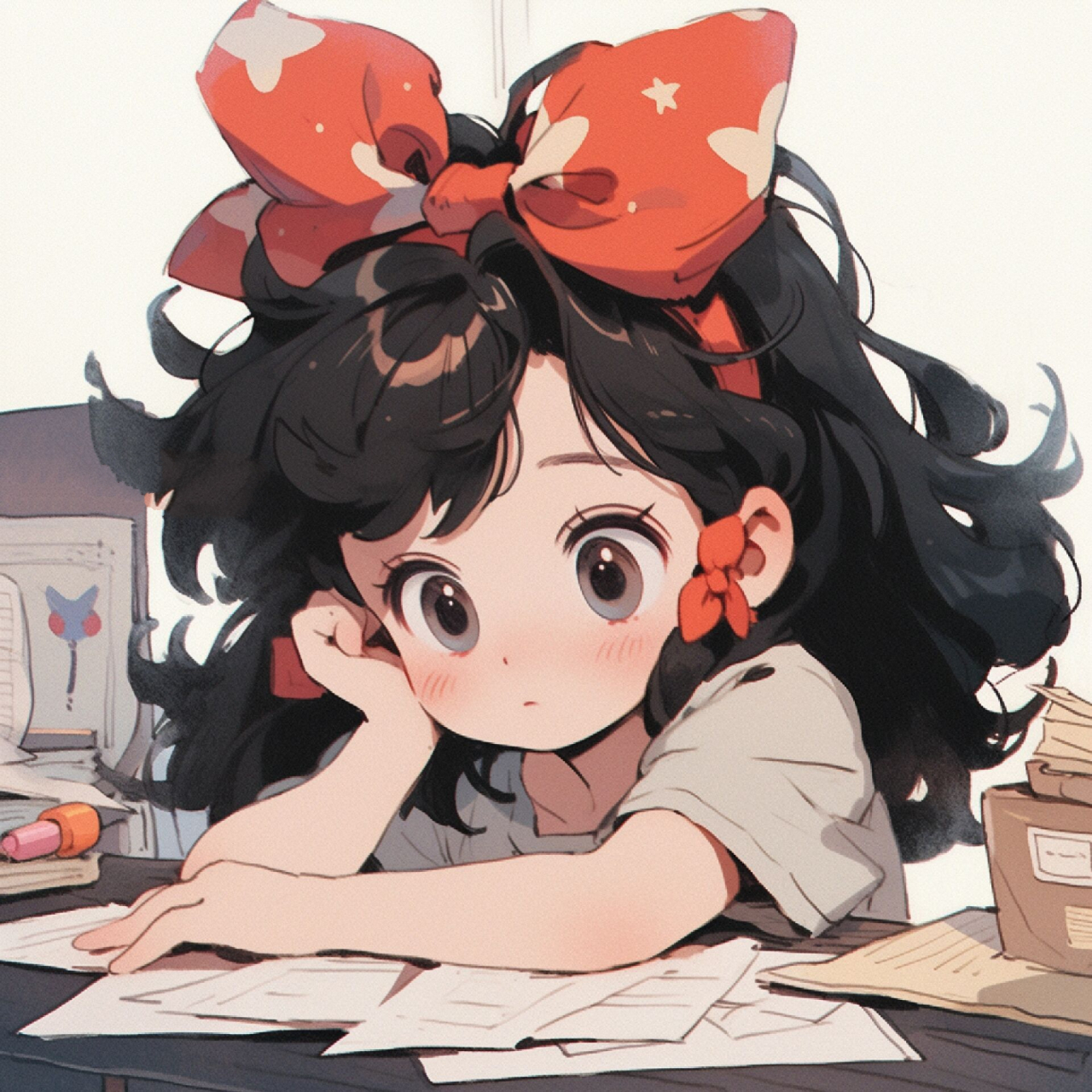 头像女|动漫蝴蝶结少女96每张都可爱 06画了一组好可爱的女孩子