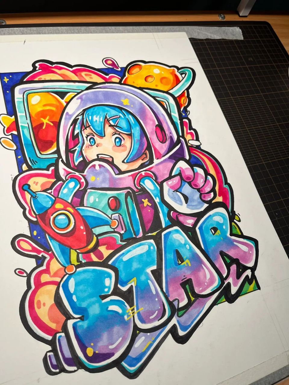 科技类主题装饰画 必胜手绘