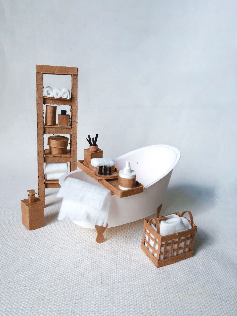 废纸皮制作迷你家具教程part 3|浴缸 我终于把小浴缸的教程做完啦!