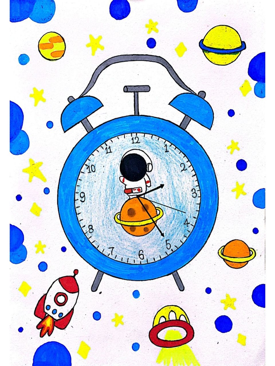 创意儿童画|少儿美术《闹钟》 主题:《闹钟》 材料:铅笔,橡皮,卡纸