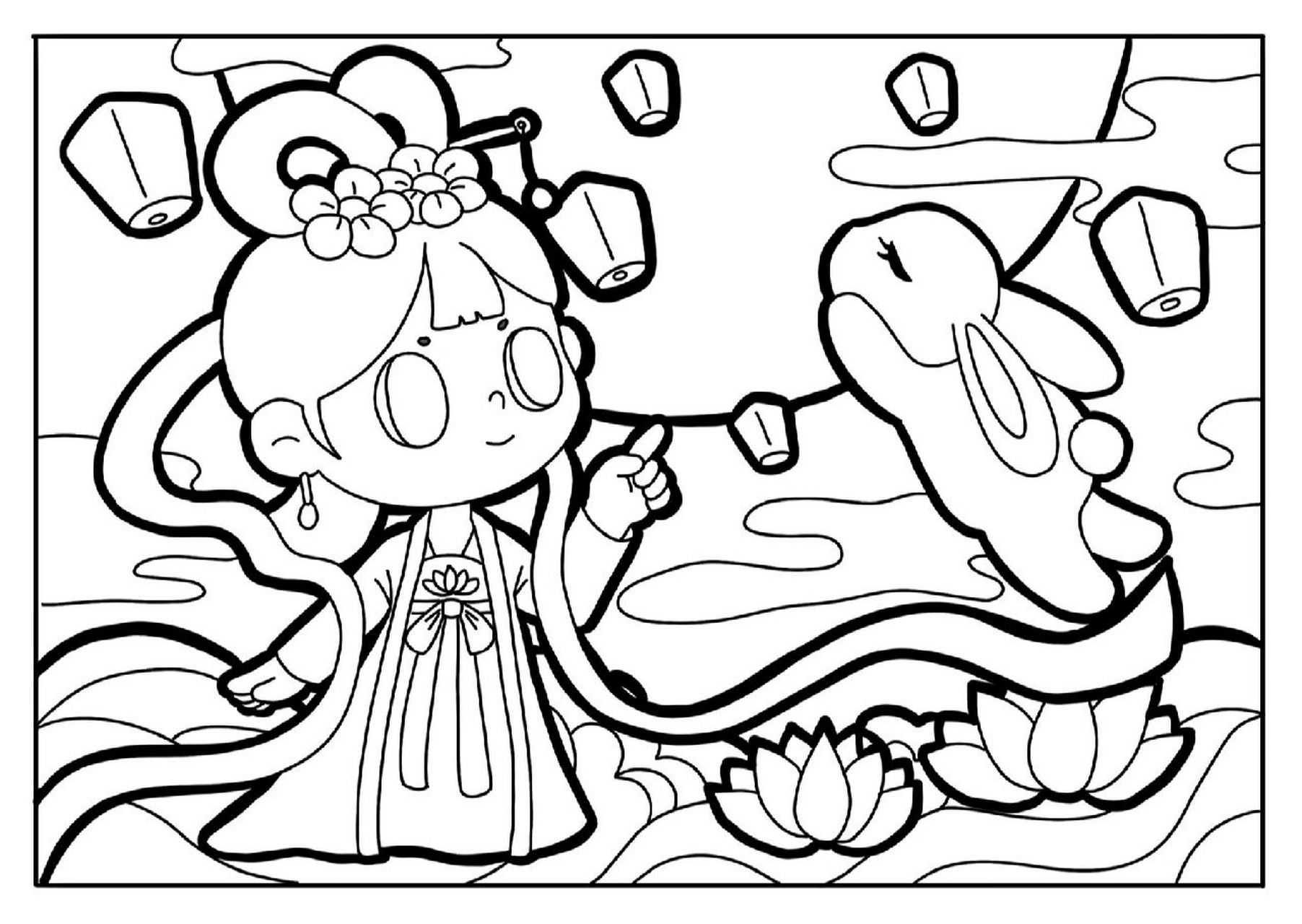 原创中秋主题儿童画/嫦娥玉兔/中秋素材 原图可分享～ 可临摹,要标