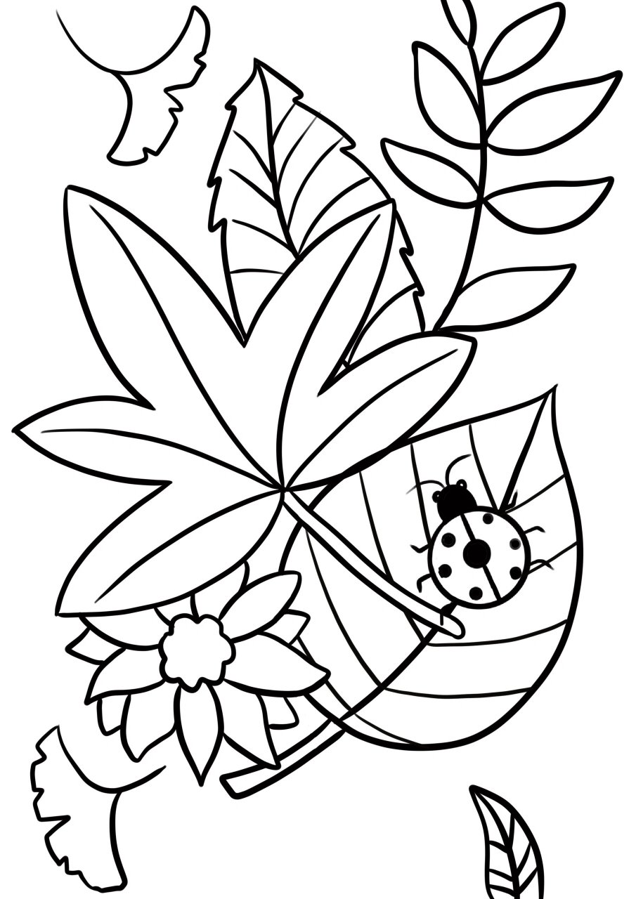 秋天枫叶儿童画(内有线稿) 粉丝破万啦 三连免费拿线稿啦