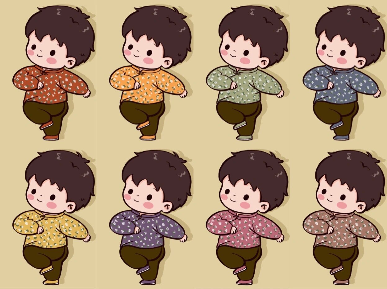 花棉袄男生版来了～ #q版人物# #简笔画# #情头# #兄弟头像# #棉袄