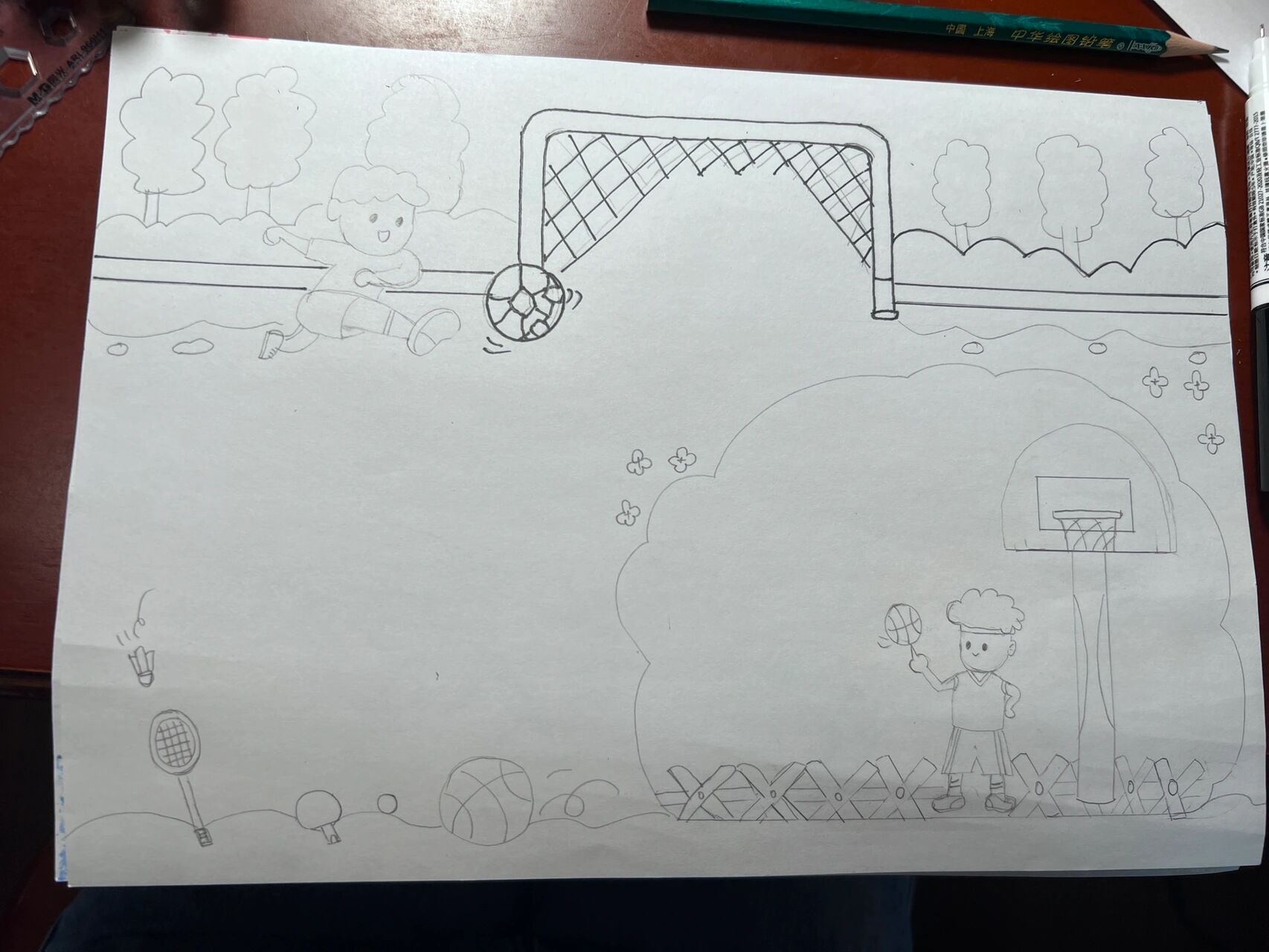 四年级英文手抄报 unit4 i can play basketball
