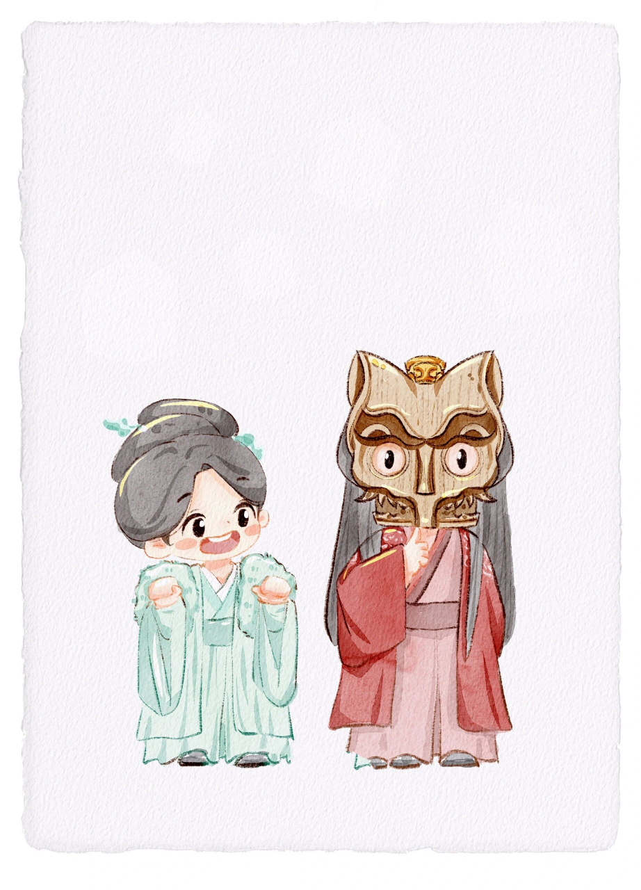 长相思‖小夭&防风邶(相柳) 夭柳q版 小夭:汪汪汪,狗狗邶 防风邶