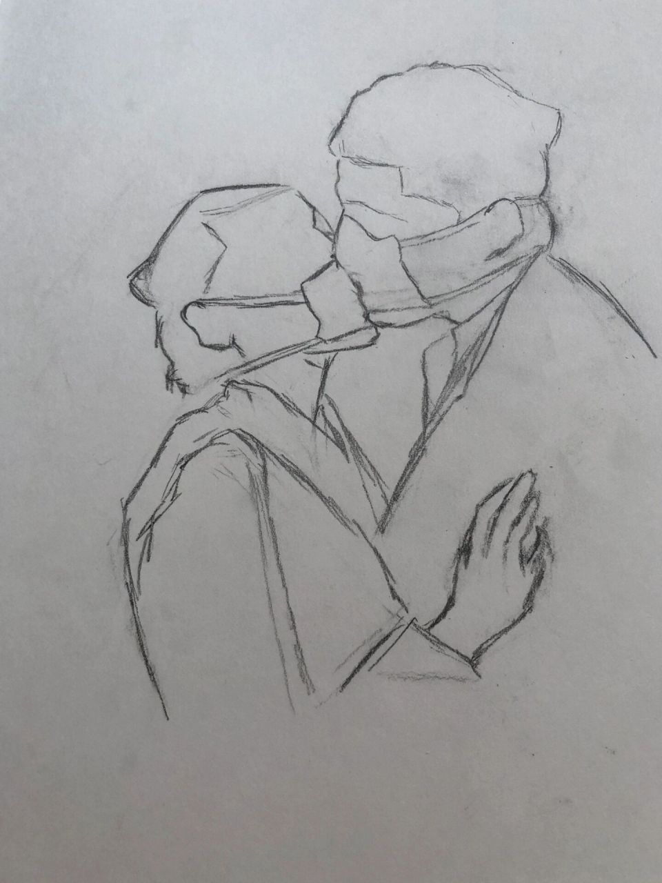 速写|后疫情时代的爱情 画了一张喜欢的照片应个景