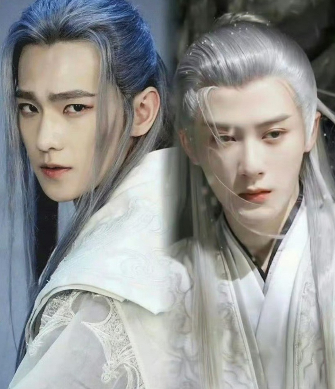 杨洋的白发造型很像柳传志.