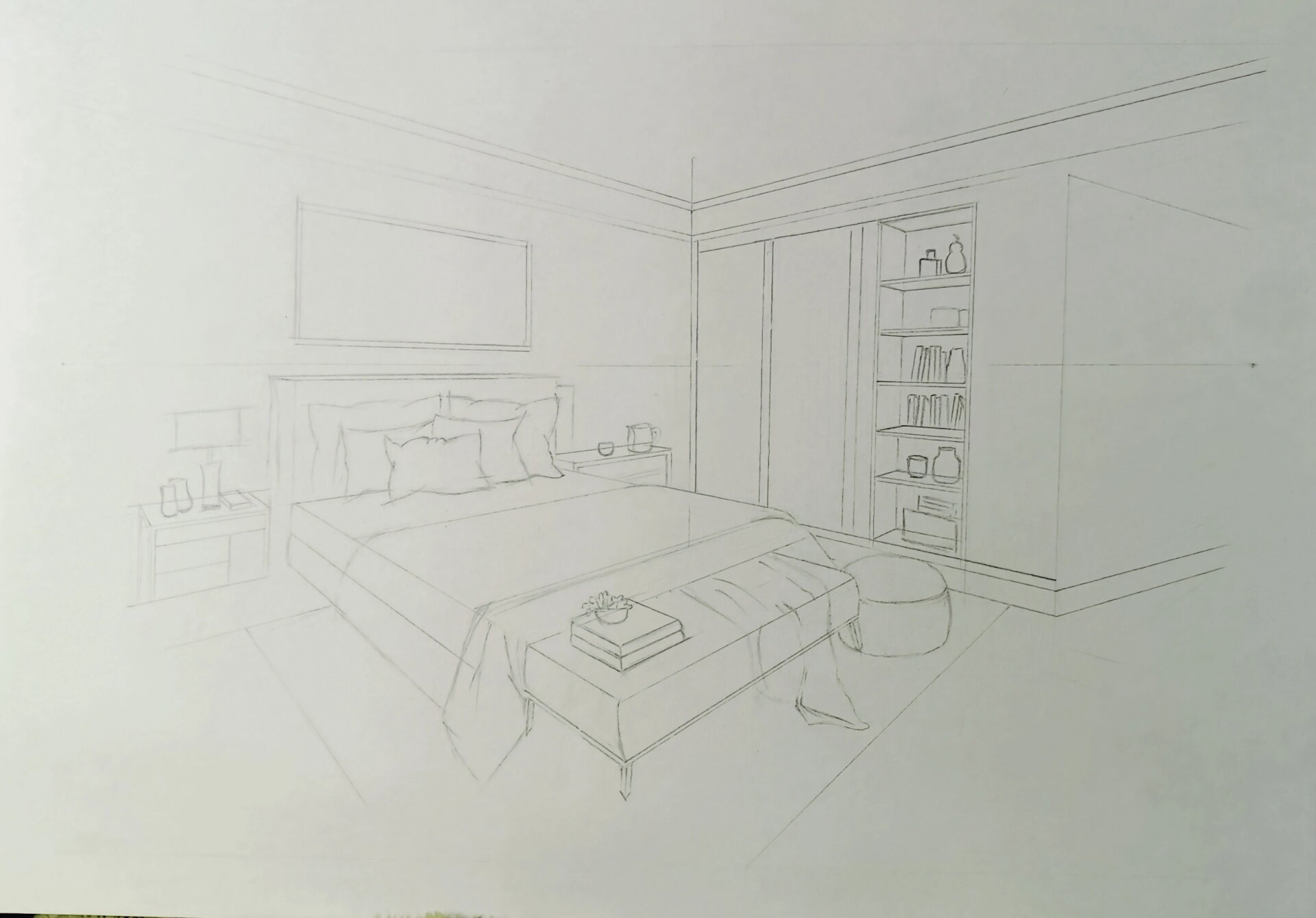 卧室成角透视图—手绘绝美 92 卧室成角透视图 67跟我的卧室达到