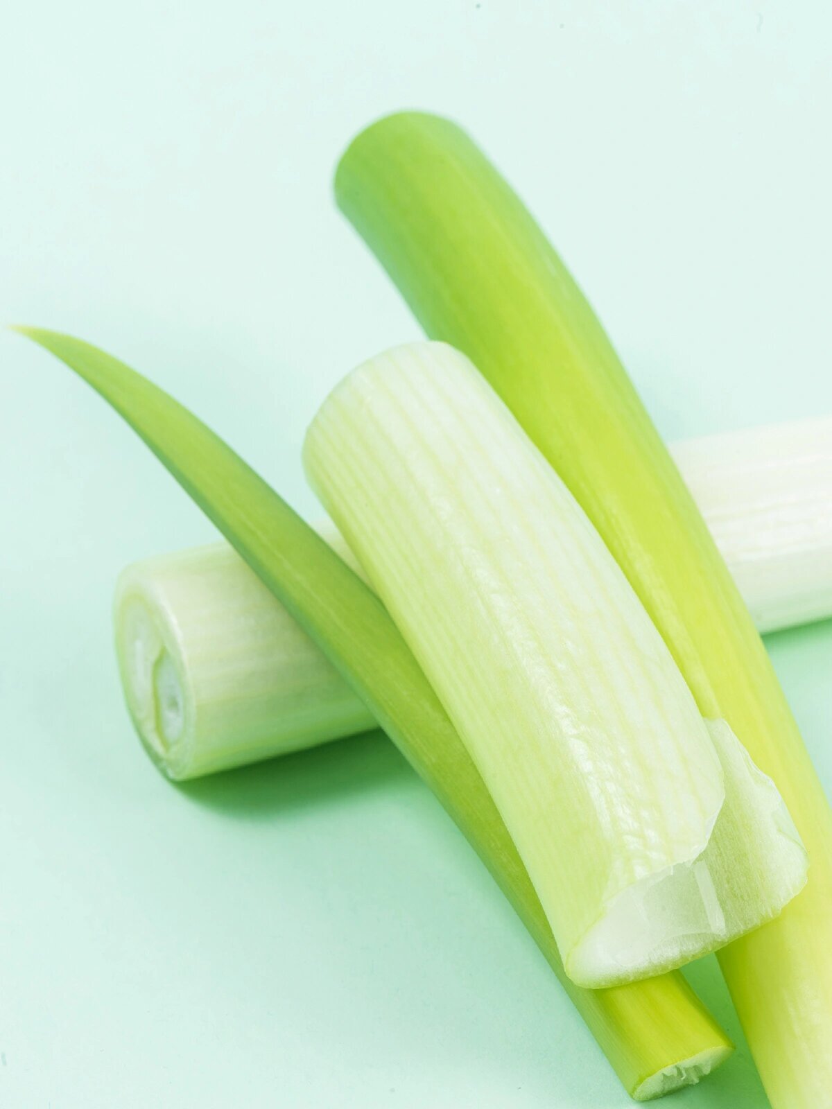 静物摄影 | 大葱 左侧十点钟方向一盏灯,右侧五点方向一盏灯 浅绿色