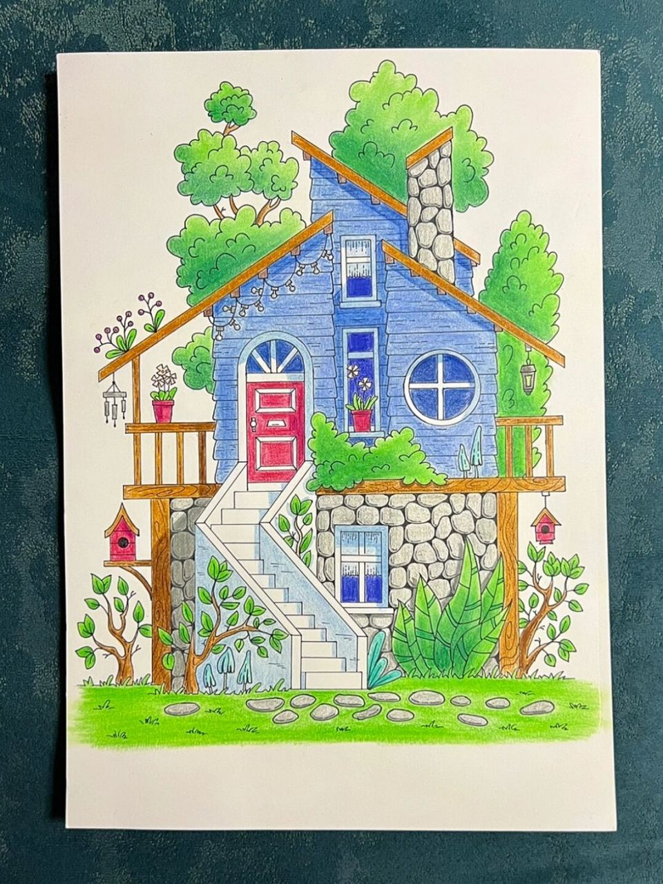 手绘# #简笔画# #插画# #彩铅手绘# #彩铅画# #手绘临摹# #小房子