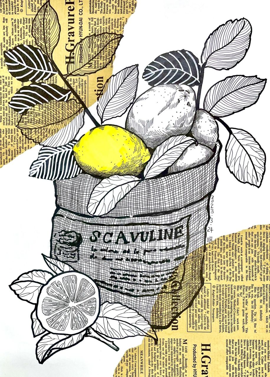 9-10岁创意美术柠檬线描写生