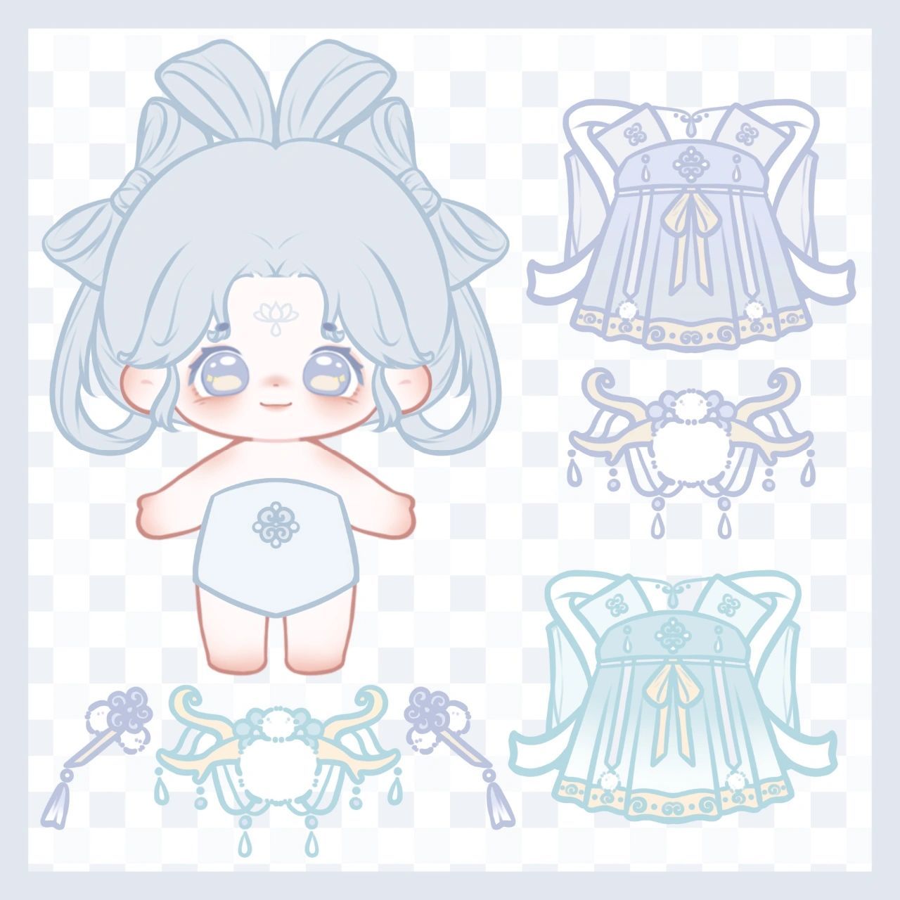 古风棉花娃娃换装『蓝紫色的小可爱』 今天的色调是浅浅的那种呀,而且