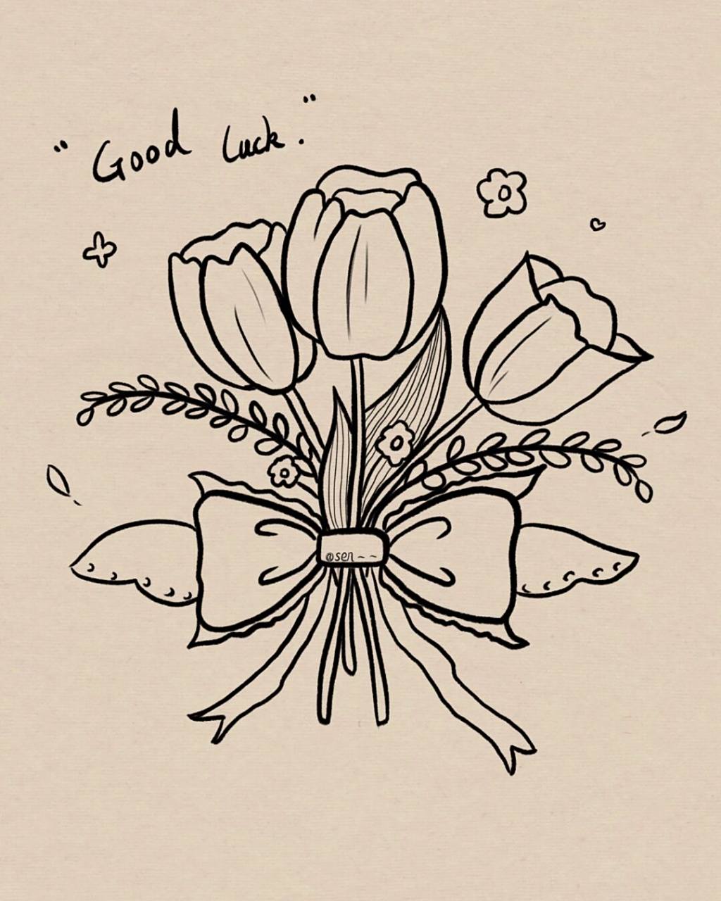 93郁金香花束简笔画|附过程 新手小白一看就会,快@好朋友给你画!