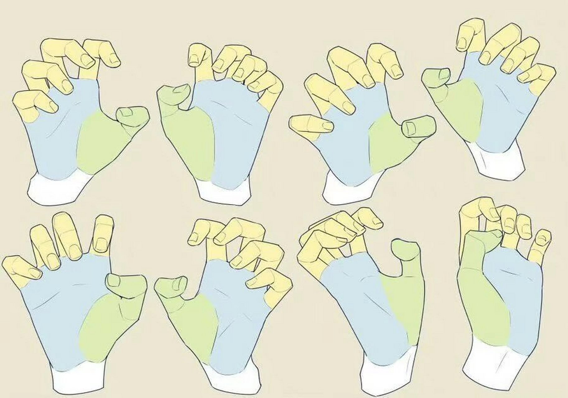 绘画参考|多种手部姿势素材参考7515 各种手势分享!