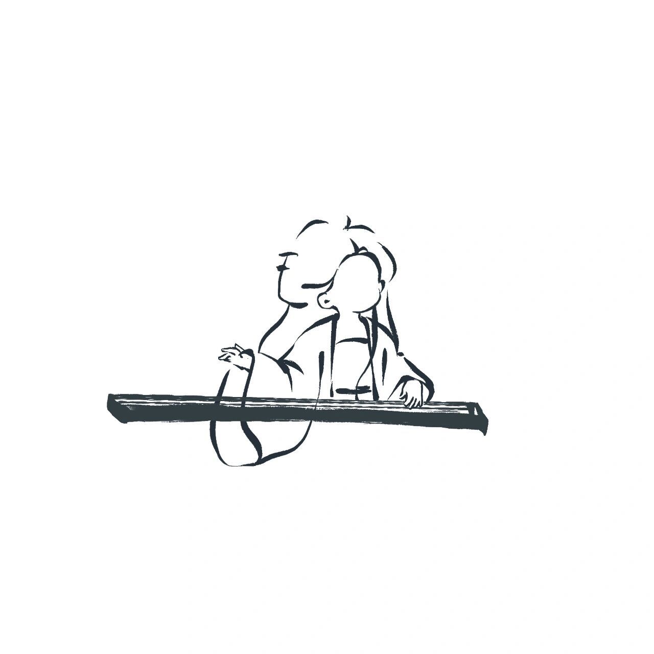 千载有知音70 biu~评论区呼声很高的古琴画好啦,快来收了吧古风简笔