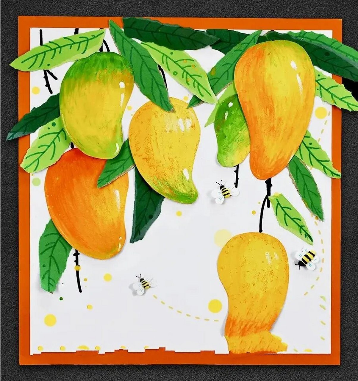 学会运用油画棒并置,叠加,过渡的涂色技法表现出对芒果的色彩美感